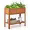 Costway Raised Garden Bed 39 x 20 x 39 in Outdoor Fir Wood Planter Box with Storage Shelf